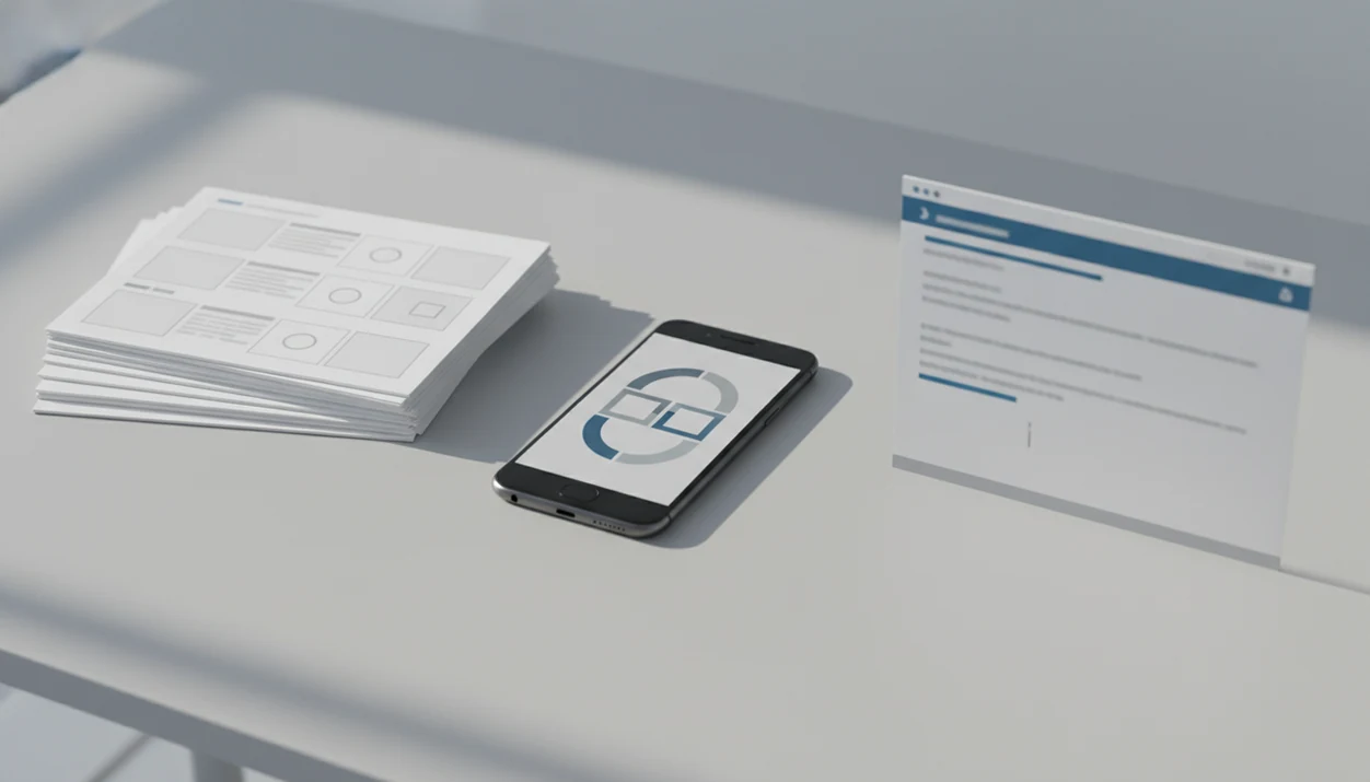 A stack of PDF pages visually flows through a phone into one editable document file.