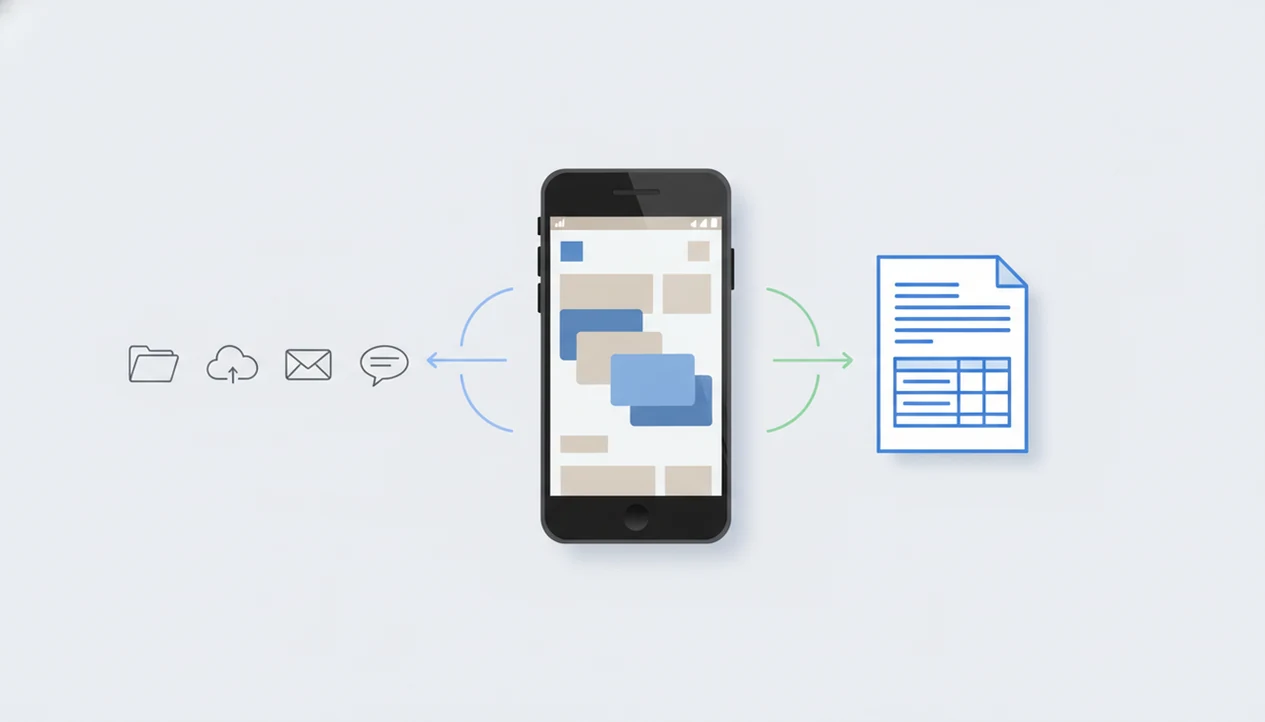 An Android phone illustration shows PDF files flowing from folders and cloud sources into an editable document.
